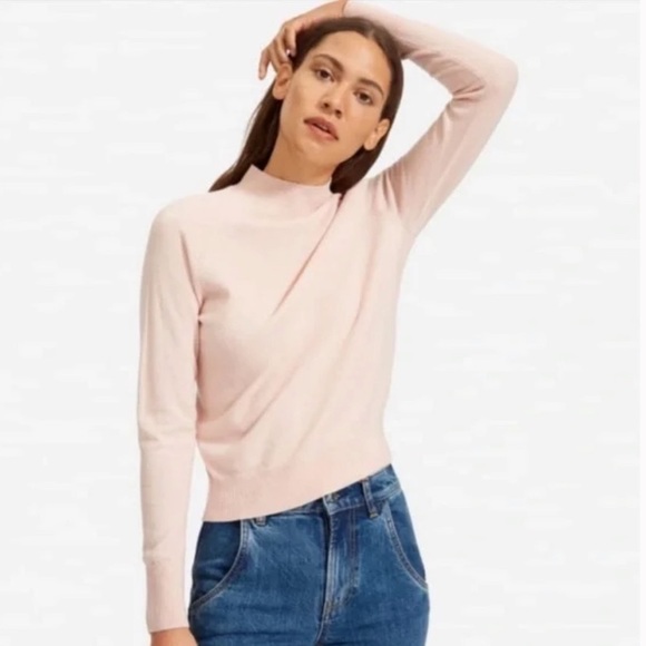 Everlane Pink Mock Neck Cashmere Sweater Size XS - Picture 1 of 8